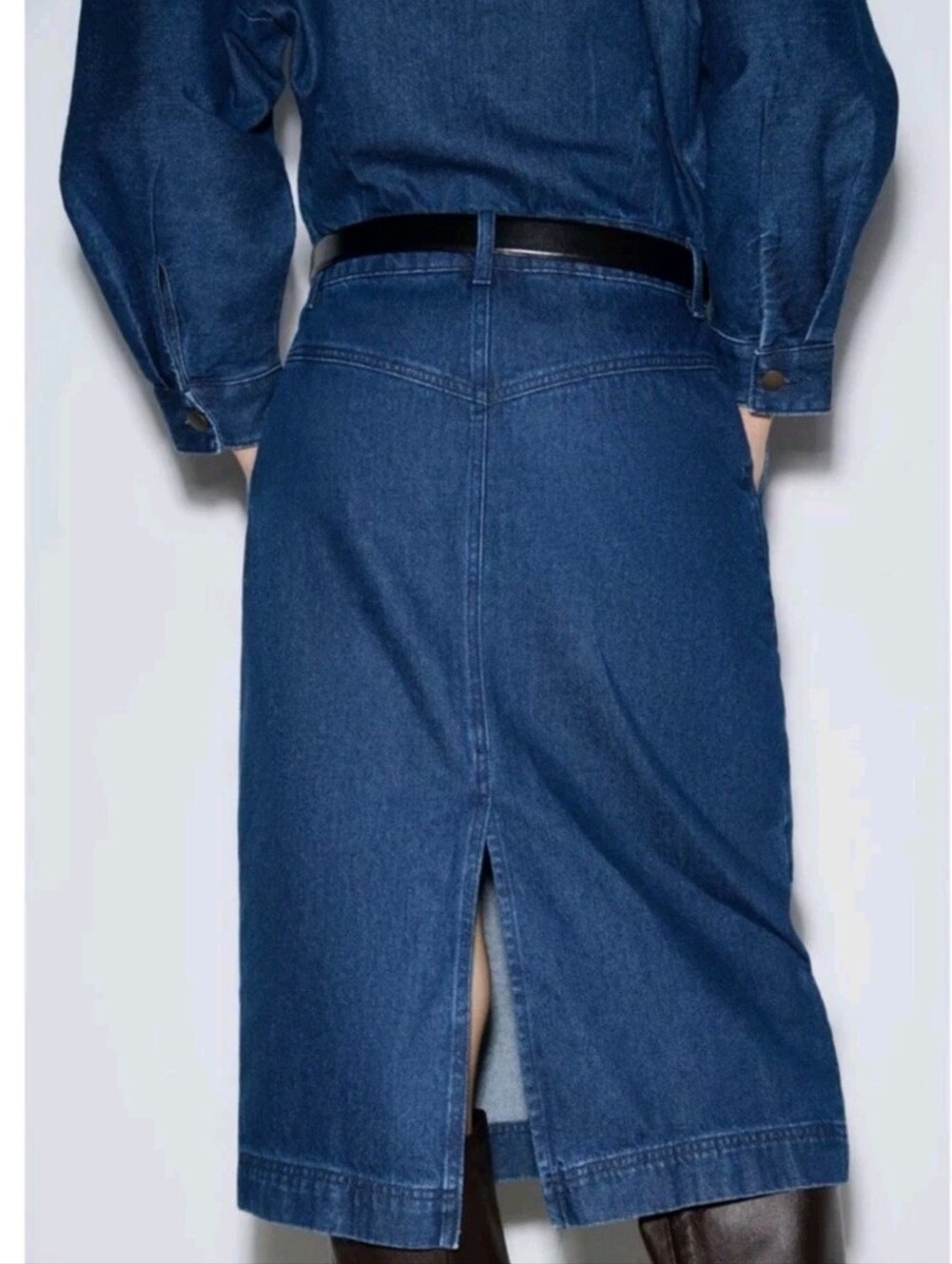 Zara Blue Denim Midi Dress - Picture 2 of 11